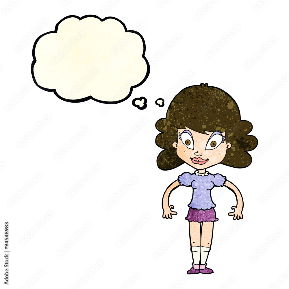 cartoon pretty woman with thought bubble cartoon pretty woman with thought bubble