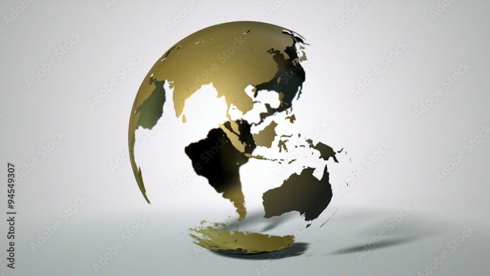 A loop able animation of a transparent world globe rotating on an isolated light background