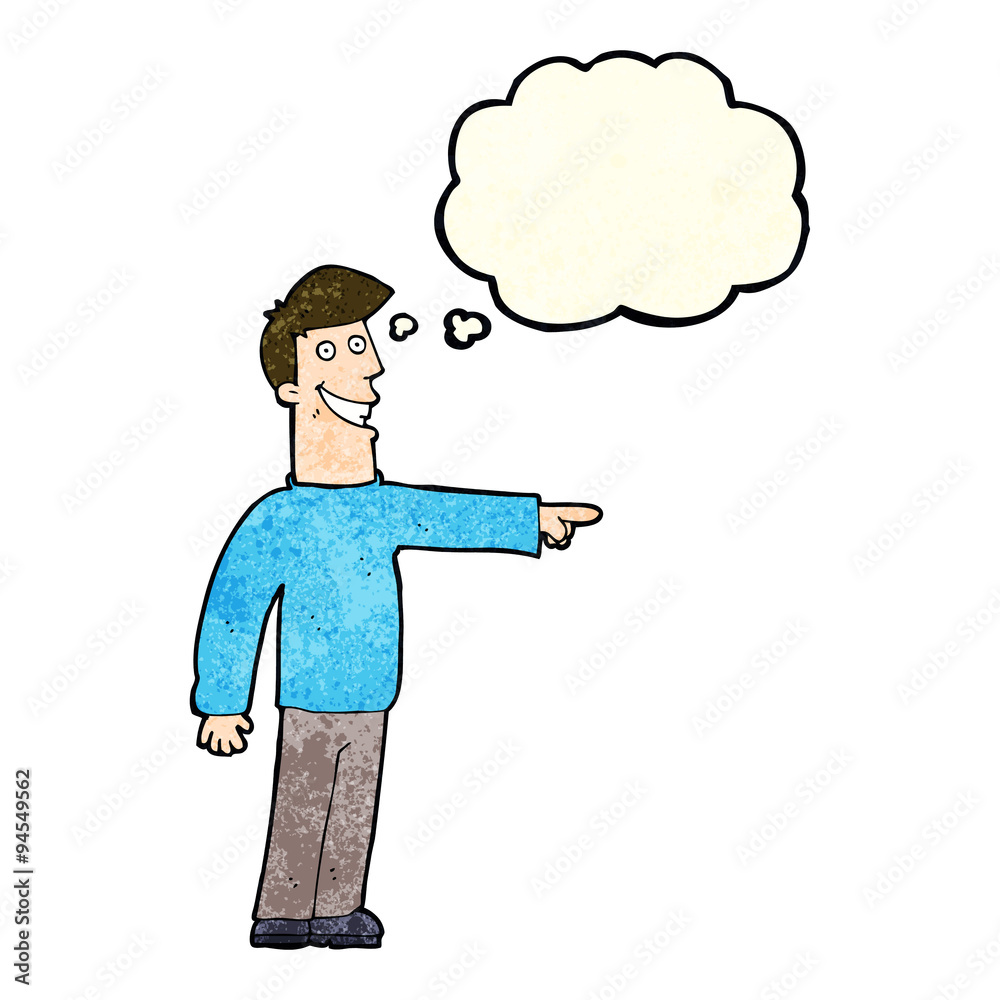 cartoon pointing man with thought bubble cartoon pointing man with thought bubble