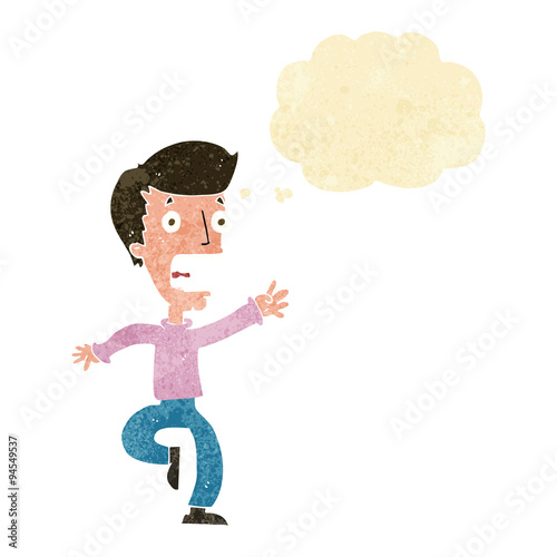 cartoon terrified man with thought bubble