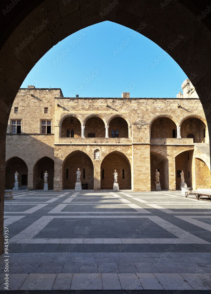 Greece. The Medieval Old Town of Rhodes. The courtyard of the Palace of the Grand Masters