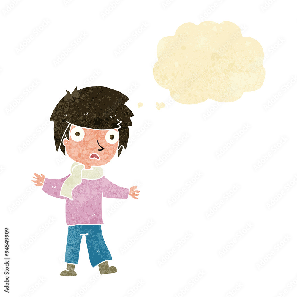 cartoon unhappy boy with thought bubble cartoon unhappy boy with thought bubble