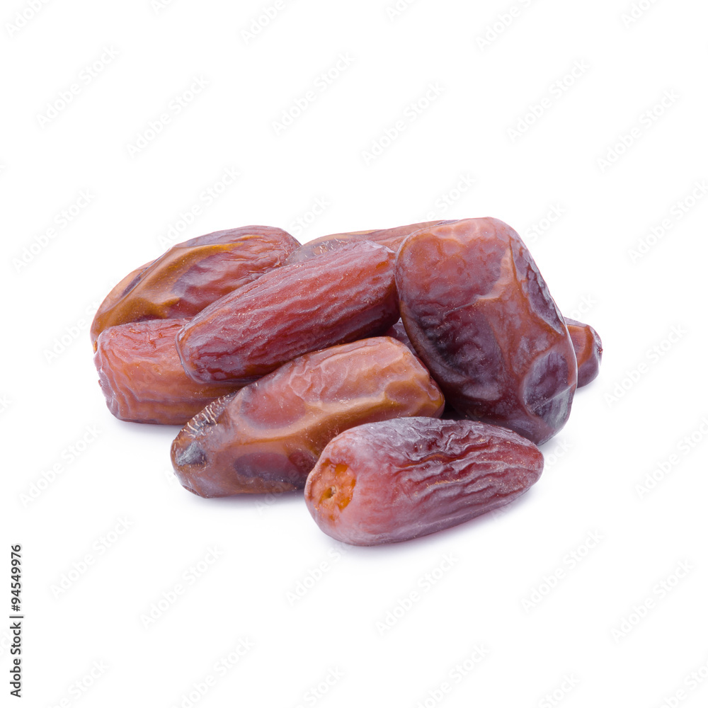 Medjool dates from above isolated on white background