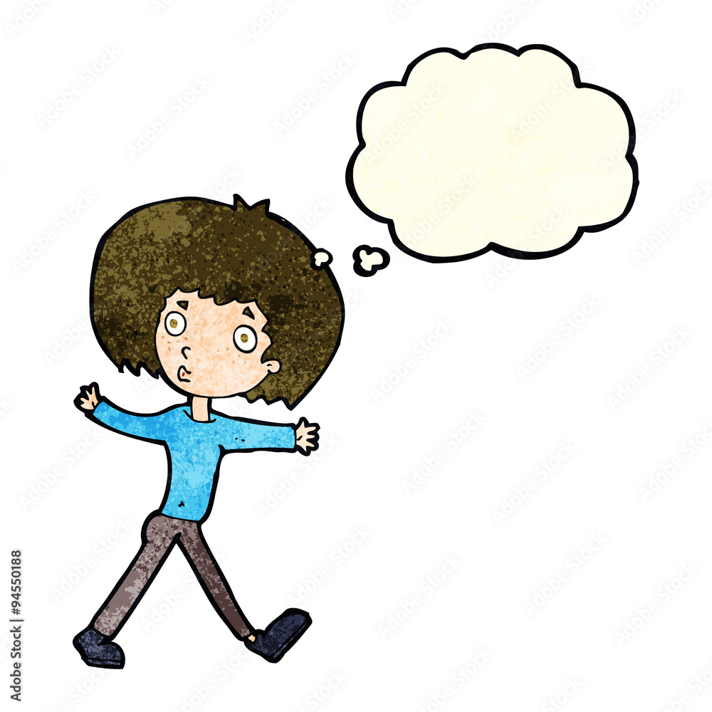 cartoon surprised man walking with thought bubble cartoon surprised man walking with thought bubble