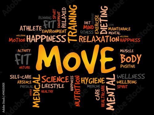MOVE word cloud, fitness, sport, health concept