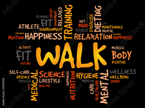 WALK word cloud, fitness, sport, health concept