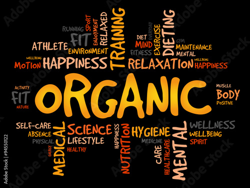 ORGANIC word cloud, fitness, sport, health concept