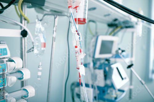 Equipment with the blood in the ICU