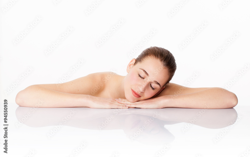 beautiful woman resting,symbol of cosmetics for hydration and soothing skincare beautiful woman resting,symbol of cosmetics for hydration and soothing skincare