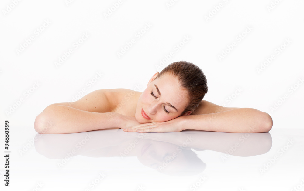 beautiful woman sleeping after cleansing, hydration and soothing skin treatment beautiful woman sleeping after cleansing, hydration and soothing skin treatment