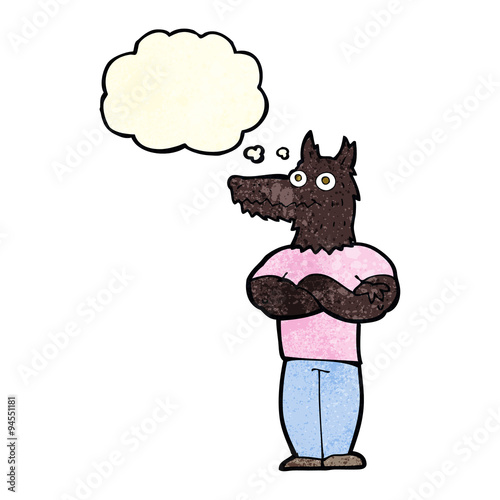 cartoon werewolf with thought bubble