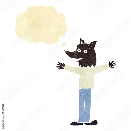 cartoon werewolf with thought bubble