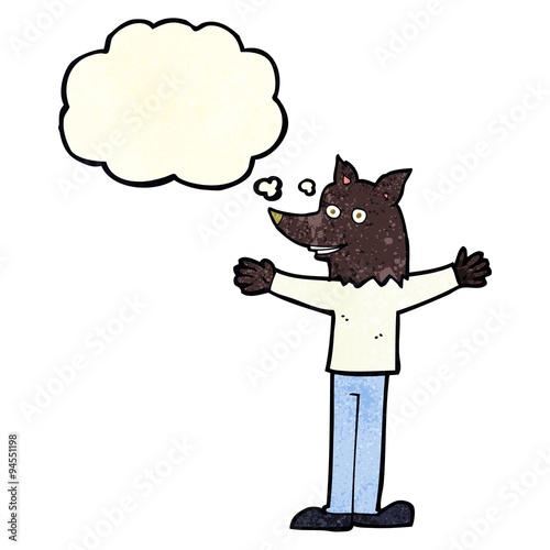 cartoon werewolf with thought bubble