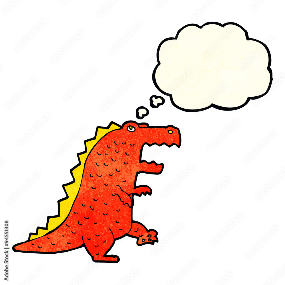 Fototapeta premium cartoon dinosaur with thought bubble