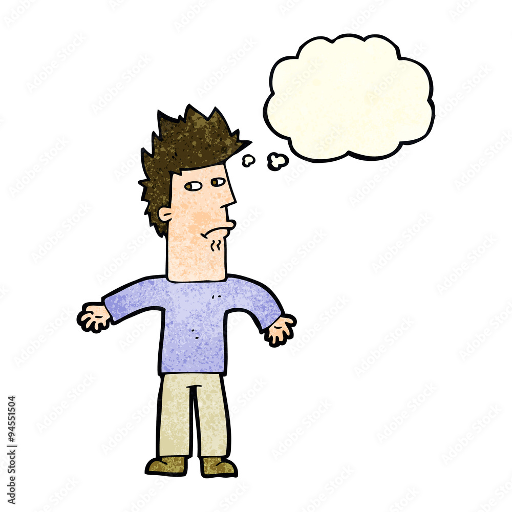 cartoon confused man with thought bubble cartoon confused man with thought bubble