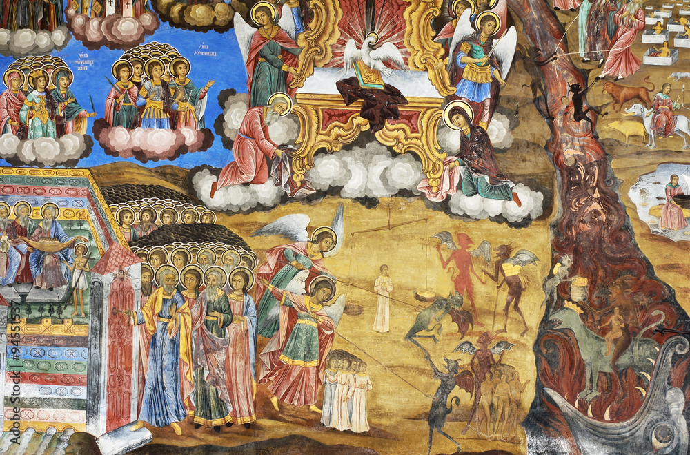 Obraz premium Orthodox Religious painting, icon in Bulgarian Rila monastery