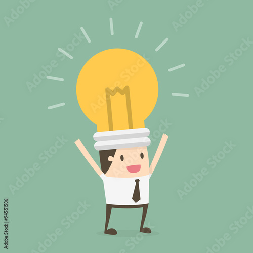 Bulb head businessman