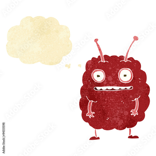 cartoon funny alien monster with thought bubble