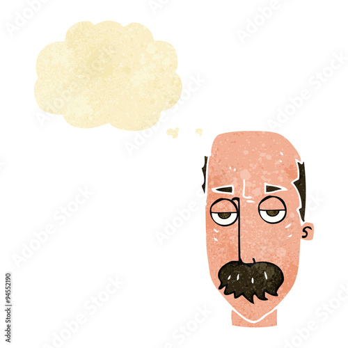 cartoon bored old man with thought bubble