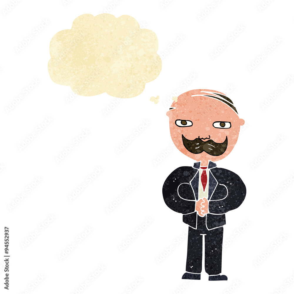 cartoon old man with mustache with thought bubble cartoon old man with mustache with thought bubble
