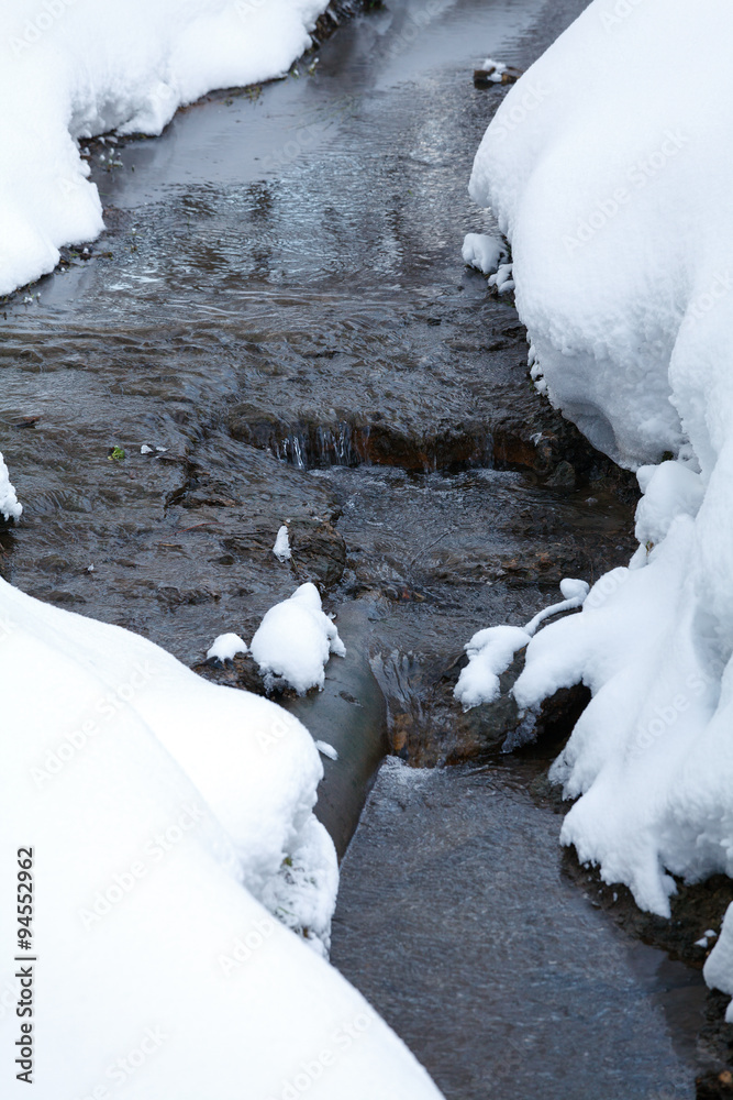 Winter River with Snow