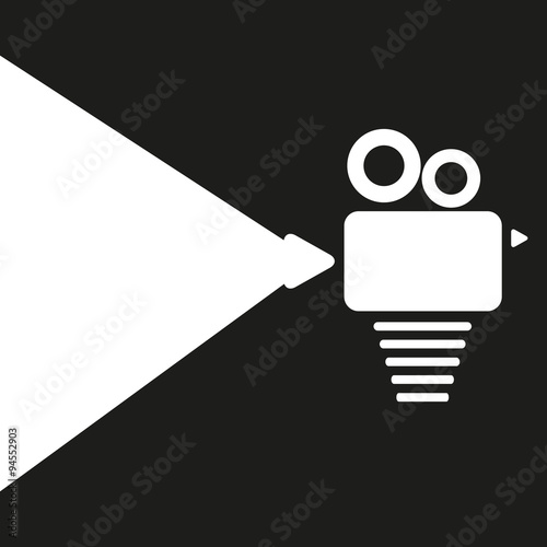 The camera icon black light background. vintage