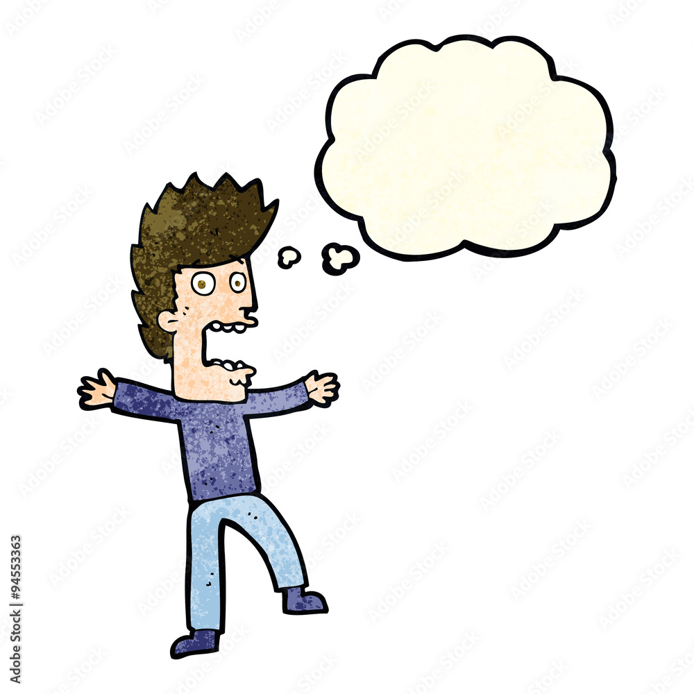 cartoon terrified man with thought bubble cartoon terrified man with thought bubble