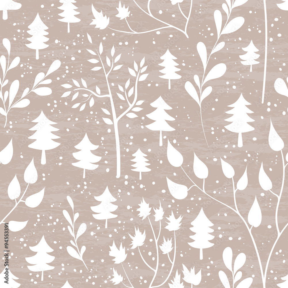 Winter forest seamless pattern.