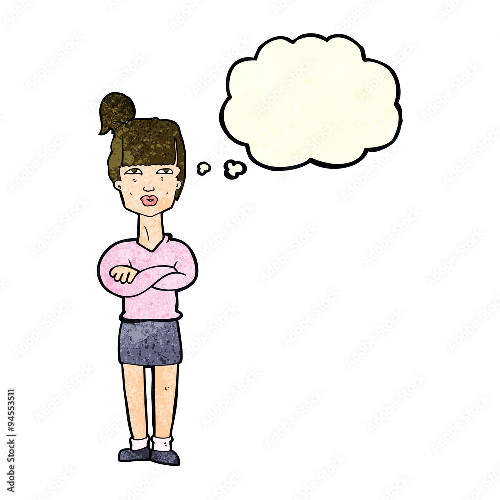 cartoon annoyed woman with thought bubble cartoon annoyed woman with thought bubble