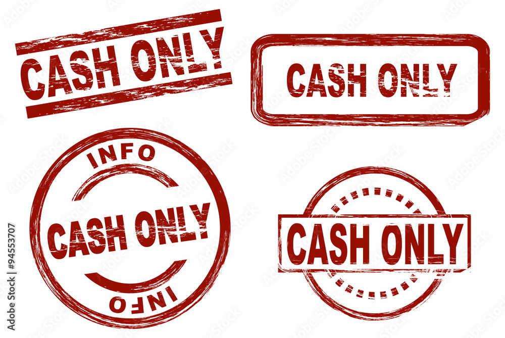 Set of stylized stamps showing the term cash only. All on white background. Set of stylized stamps showing the term cash only. All on white background.