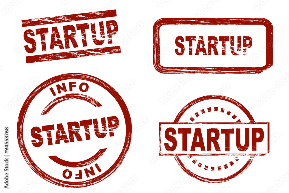 Set of stylized stamps showing the term startup. All on white background. Set of stylized stamps showing the term startup. All on white background.
