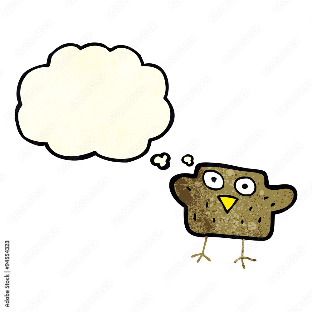 cartoon bird with thought bubble