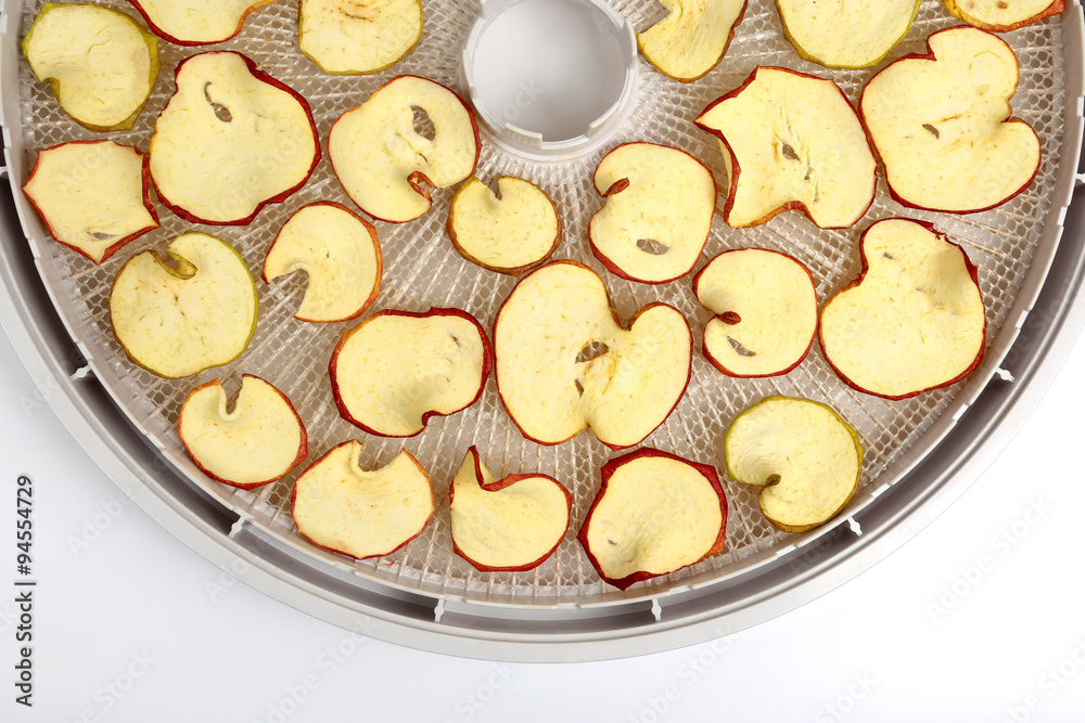 dried Apple slices on the tray dryers