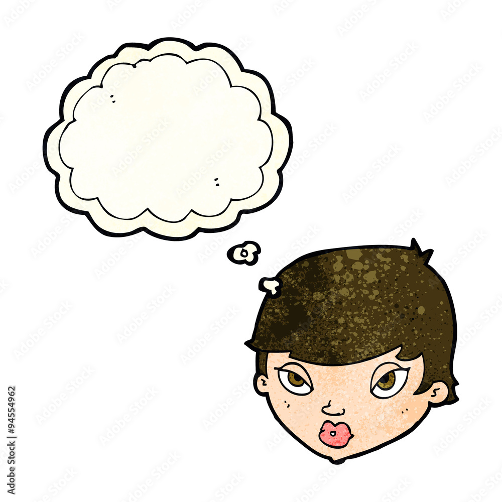 cartoon unimpressed woman with thought bubble cartoon unimpressed woman with thought bubble