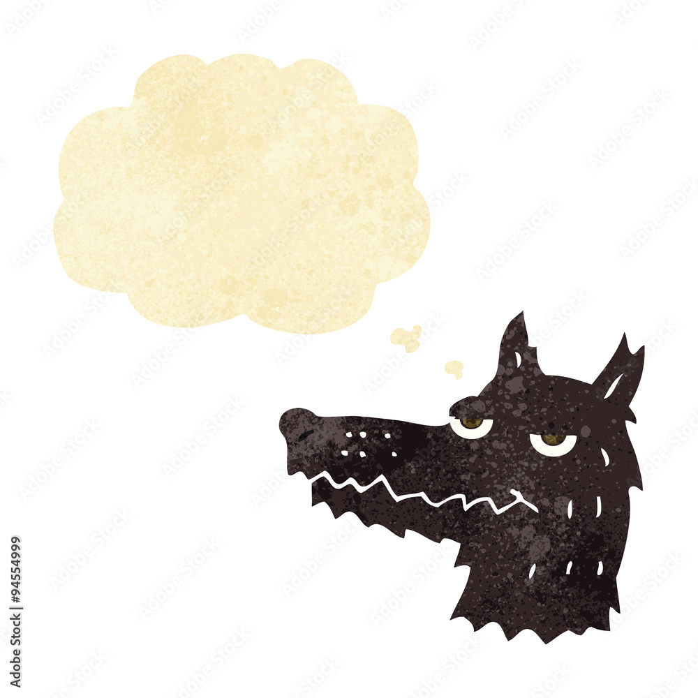 cartoon wolf head with thought bubble cartoon wolf head with thought bubble