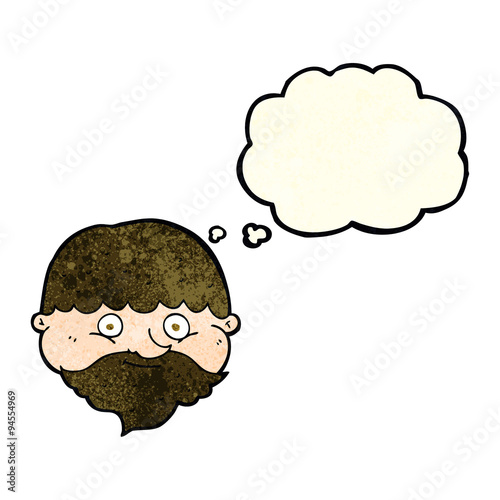 cartoon bearded man with thought bubble