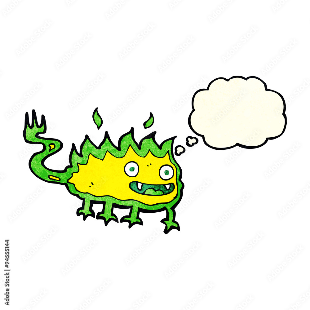 cartoon little fire demon with thought bubble cartoon little fire demon with thought bubble