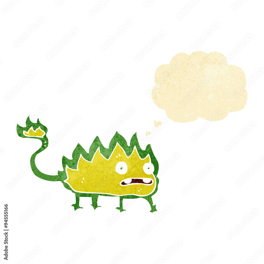 cartoon little fire demon with thought bubble cartoon little fire demon with thought bubble