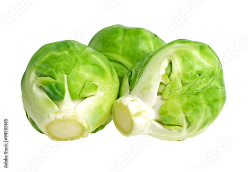 Brussels sprouts on white background