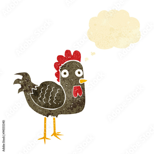 cartoon chicken with thought bubble