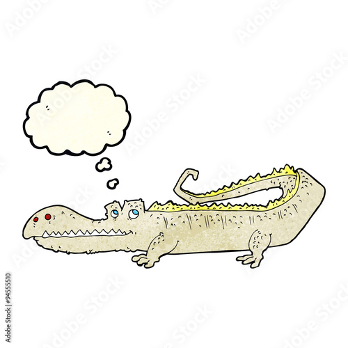 cartoon crocodile with thought bubble