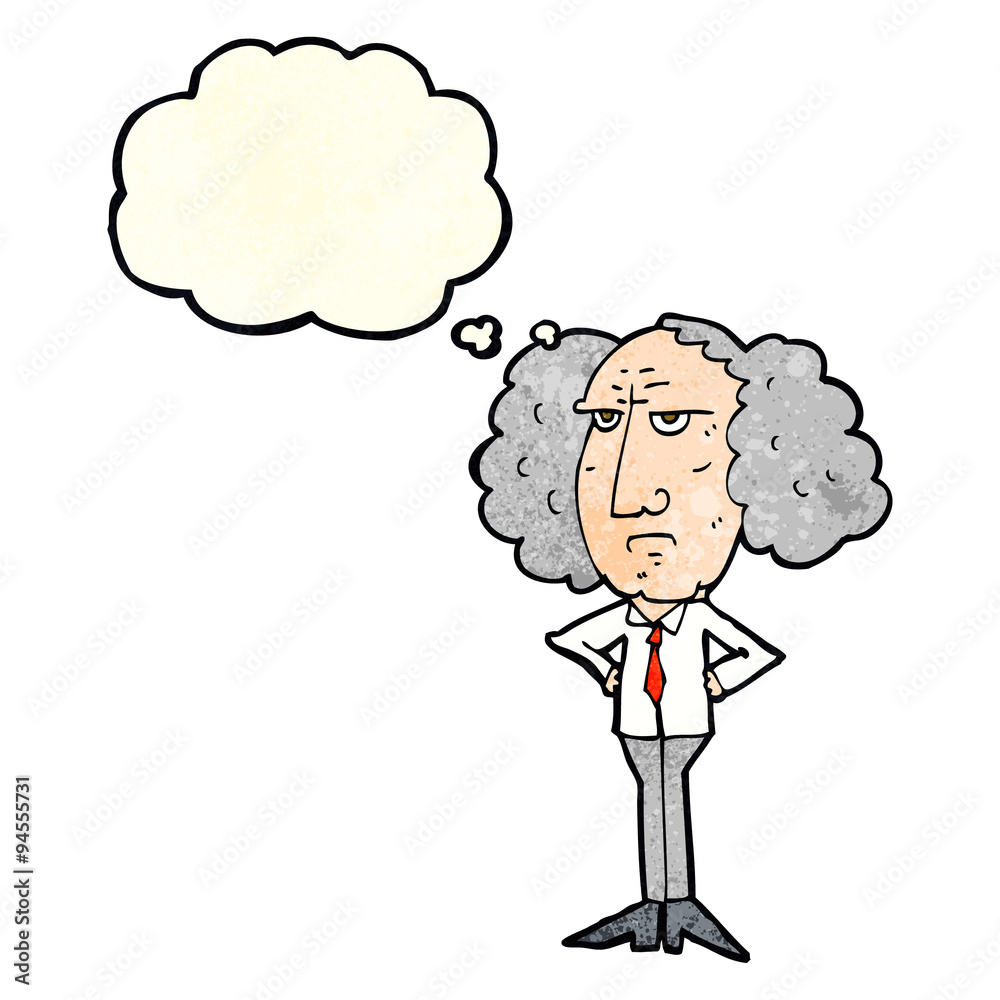 cartoon big hair lecturer man with thought bubble cartoon big hair lecturer man with thought bubble