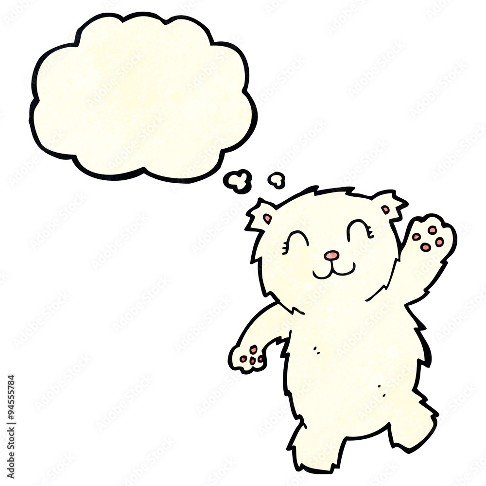 cartoon waving polar bear with thought bubble cartoon waving polar bear with thought bubble