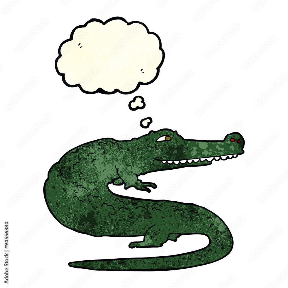 Obraz premium cartoon crocodile with thought bubble