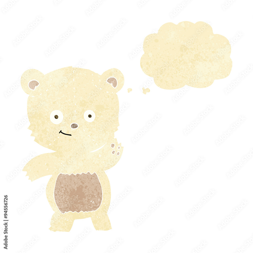 cartoon waving polar bear with thought bubble cartoon waving polar bear with thought bubble