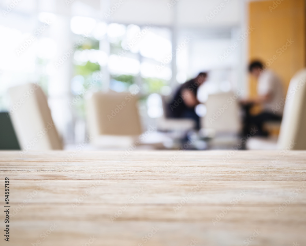 Table Top with Blurred People meeting in Lobby Interior background Table Top with Blurred People meeting in Lobby Interior background