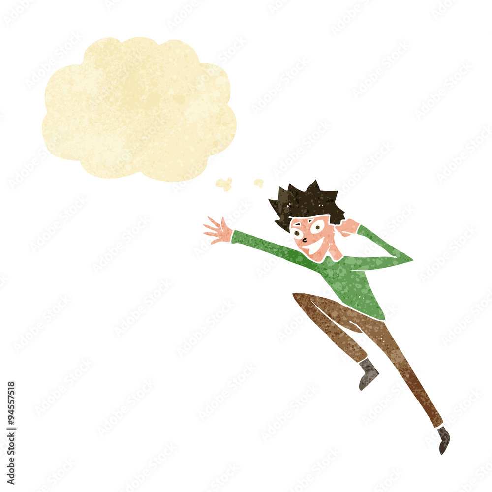 cartoon jumping man with thought bubble cartoon jumping man with thought bubble