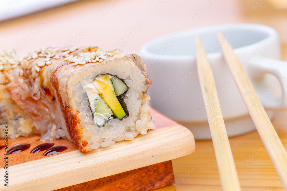 Dragon roll with eel Dragon roll with eel
