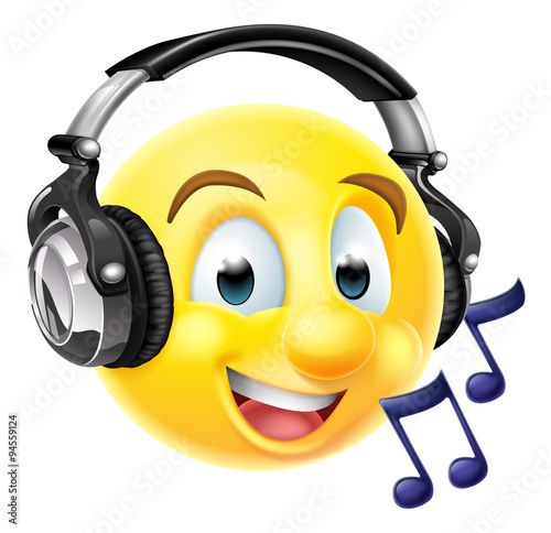 Music Emoji Emoticon Wearing Headphones