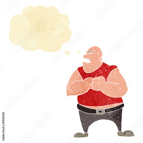 cartoon violent man with thought bubble